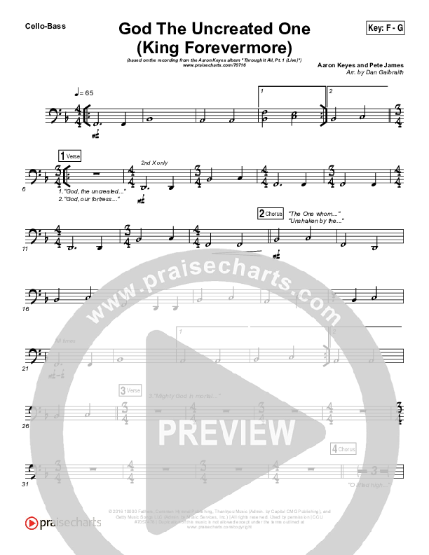 God The Uncreated One (King Forevermore) Cello/Bass (Aaron Keyes)