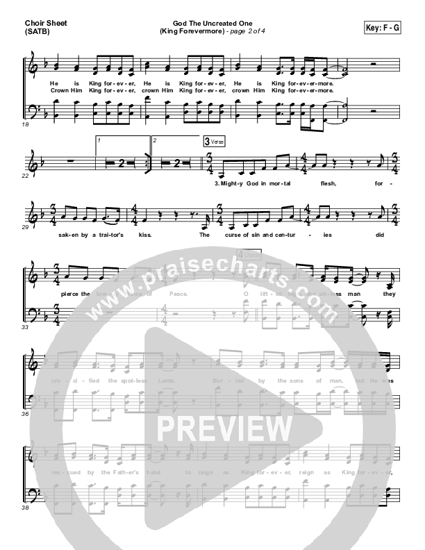 God The Uncreated One (King Forevermore) Choir Sheet (SATB) (Aaron Keyes)