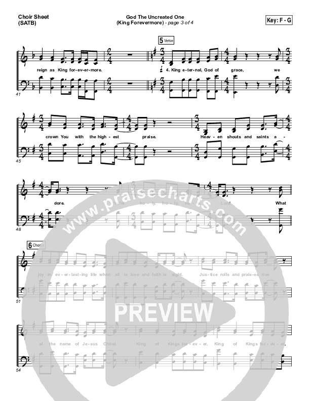 God The Uncreated One (King Forevermore) Choir Sheet (SATB) (Aaron Keyes)