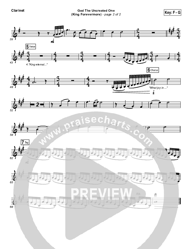 God The Uncreated One (King Forevermore) Clarinet (Aaron Keyes)