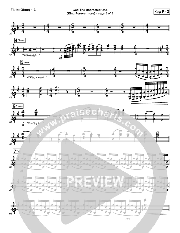 God The Uncreated One (King Forevermore) Flute/Oboe 1/2/3 (Aaron Keyes)