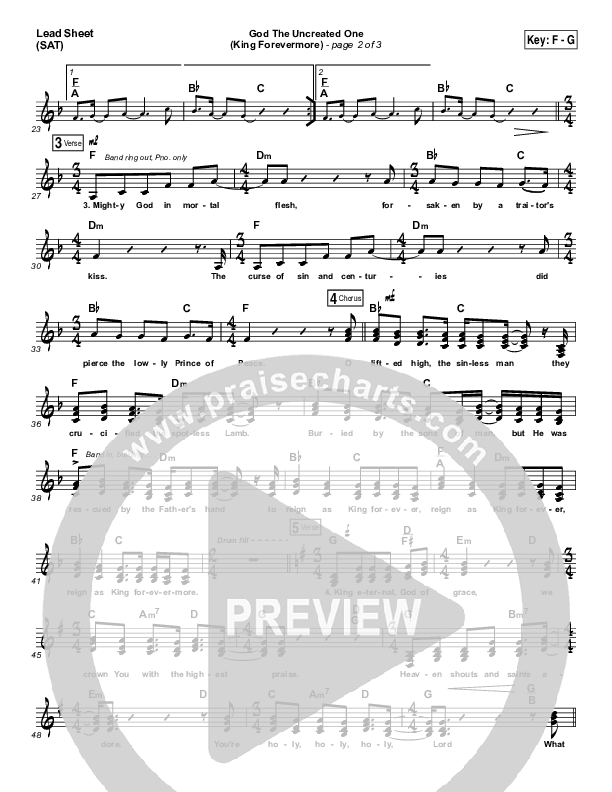 God The Uncreated One (King Forevermore) Lead Sheet (SAT) (Aaron Keyes)