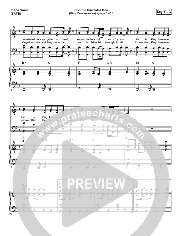 God The Uncreated One (King Forevermore) Piano/Vocal (SATB) (Aaron Keyes)