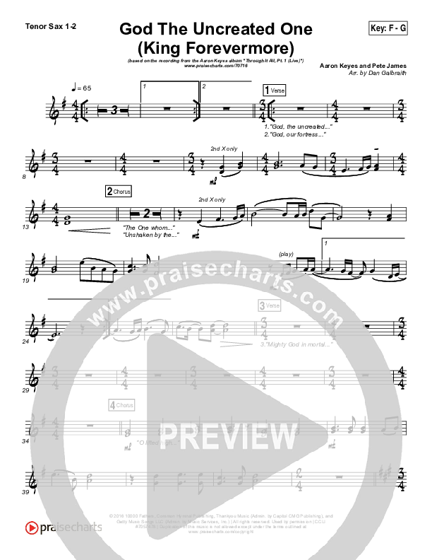 God The Uncreated One (King Forevermore) Tenor Sax 1/2 (Aaron Keyes)