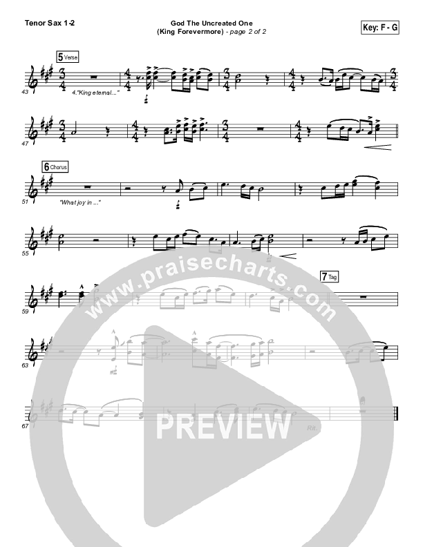 God The Uncreated One (King Forevermore) Tenor Sax 1/2 (Aaron Keyes)