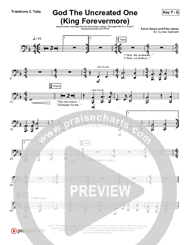 God The Uncreated One (King Forevermore) Trombone 3/Tuba (Aaron Keyes)