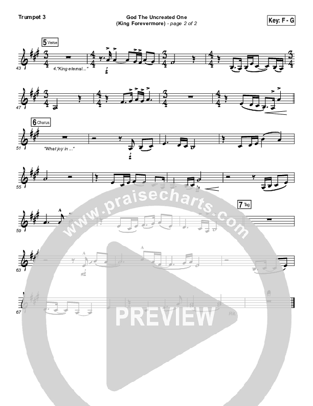God The Uncreated One (King Forevermore) Trumpet 3 (Aaron Keyes)