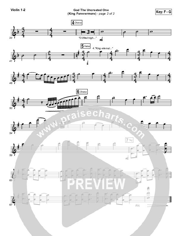 God The Uncreated One (King Forevermore) Violin 1/2 (Aaron Keyes)