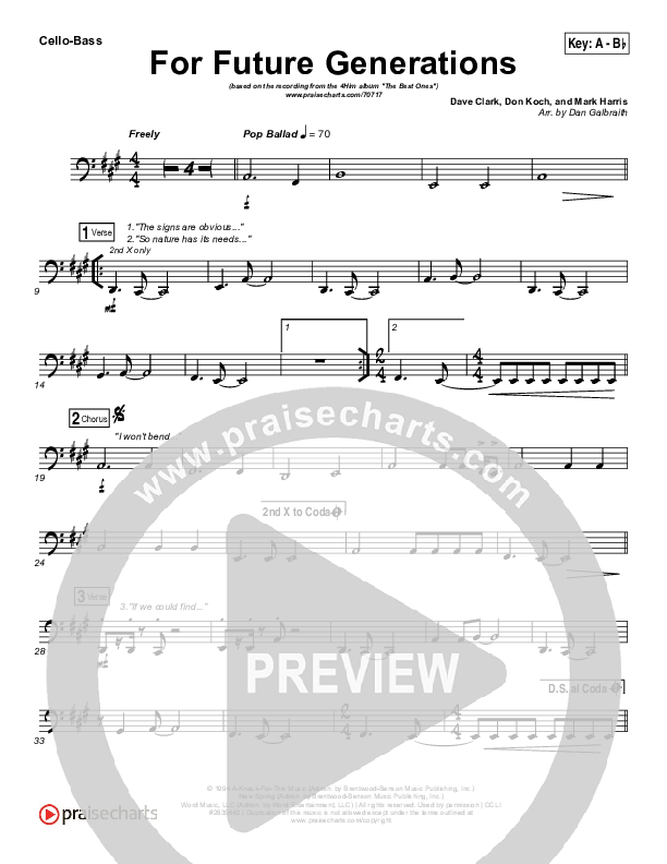 For Future Generations Cello/Bass (4Him)