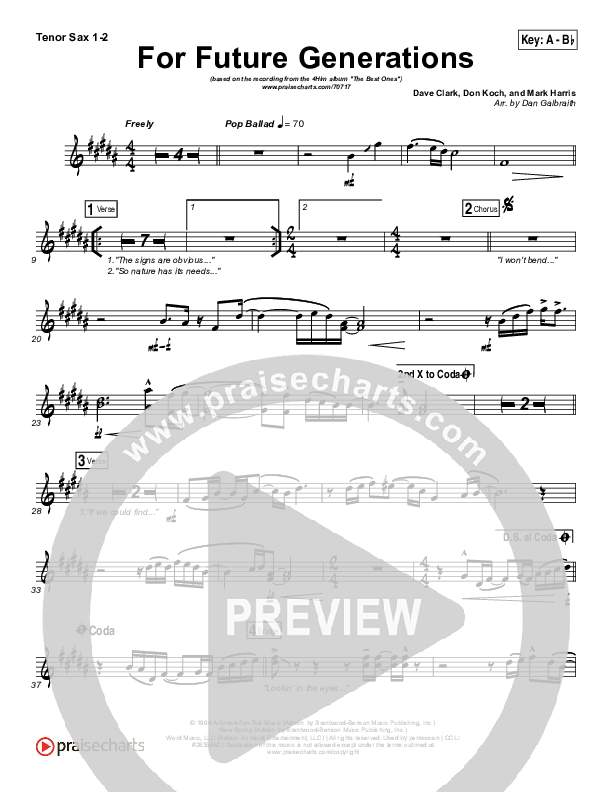For Future Generations Tenor Sax 1/2 (4Him)