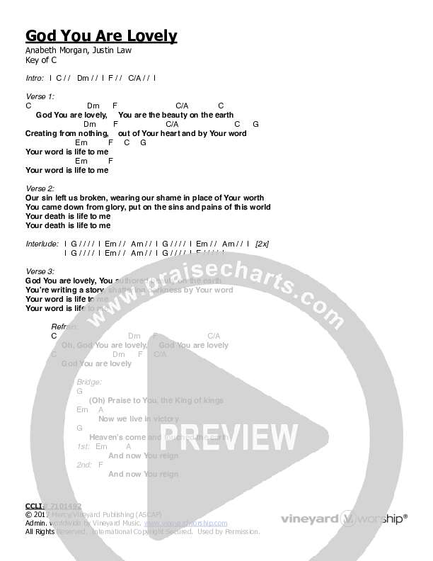 God You Are Lovely Chords & Lyrics (Anabeth Morgan)