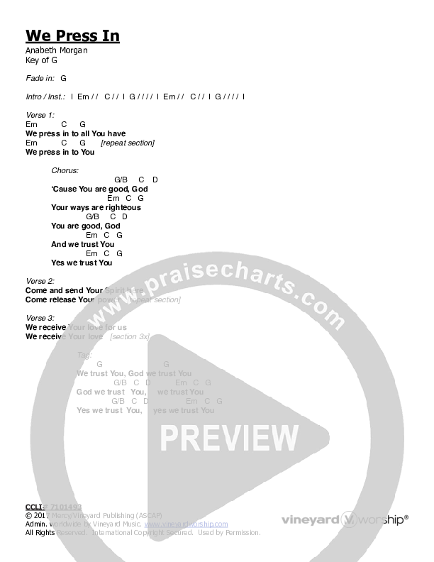 We Press In Chords & Lyrics (Anabeth Morgan)