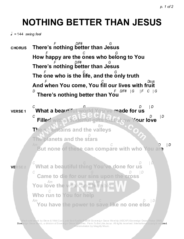 Nothing Better Than Jesus Chords & Lyrics (Next)