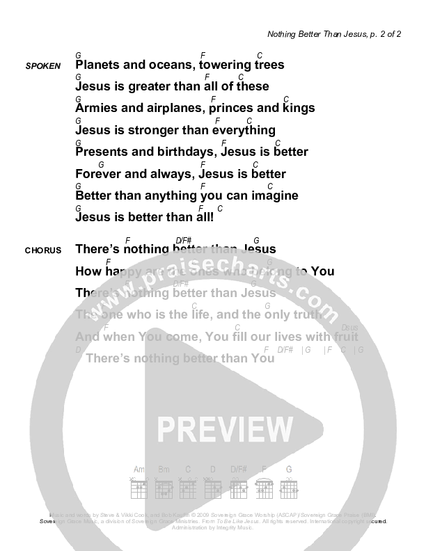 Nothing Better Than Jesus Chords & Lyrics (Next)