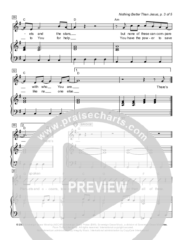 Nothing Better Than Jesus Piano/Vocal (Next)