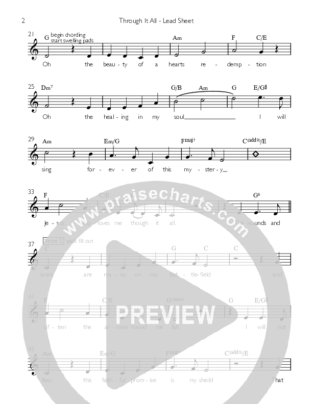 Through It All Lead Sheet (Twin Lakes Worship)