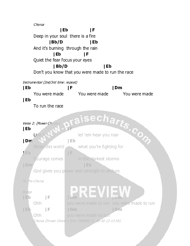 Run The Race Chord Chart (Holly Starr)