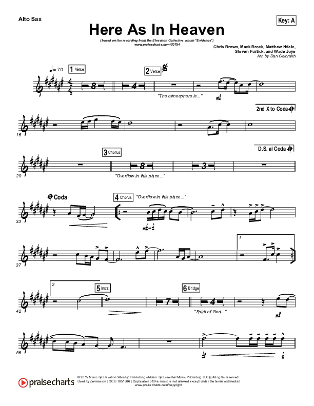 Here As In Heaven Alto Sax (Elevation Collective / Tasha Cobbs Leonard)