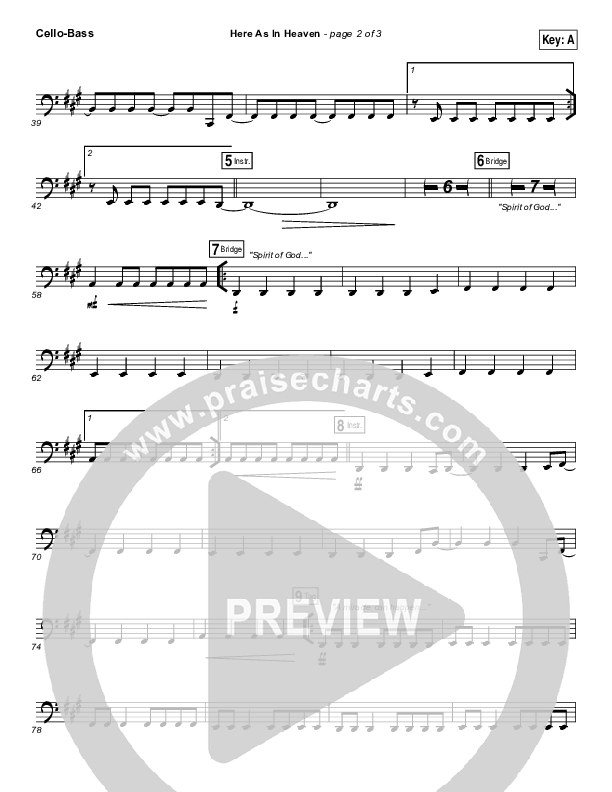 Here As In Heaven Cello/Bass (Elevation Collective / Tasha Cobbs Leonard)