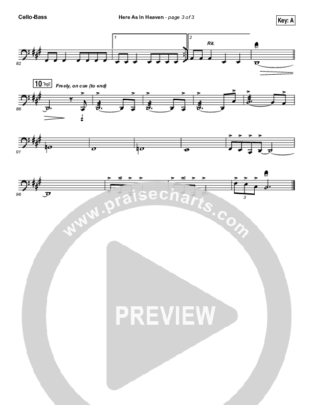 Here As In Heaven Cello/Bass (Elevation Collective / Tasha Cobbs Leonard)