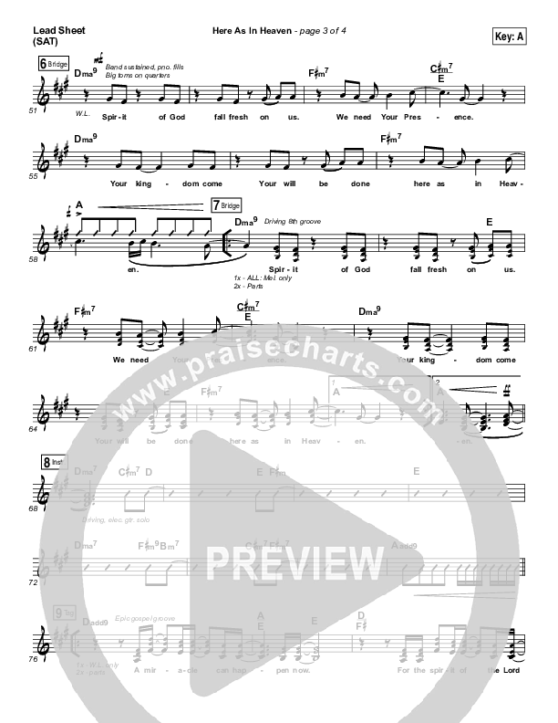 Here As In Heaven Lead Sheet (SAT) (Elevation Collective / Tasha Cobbs Leonard)