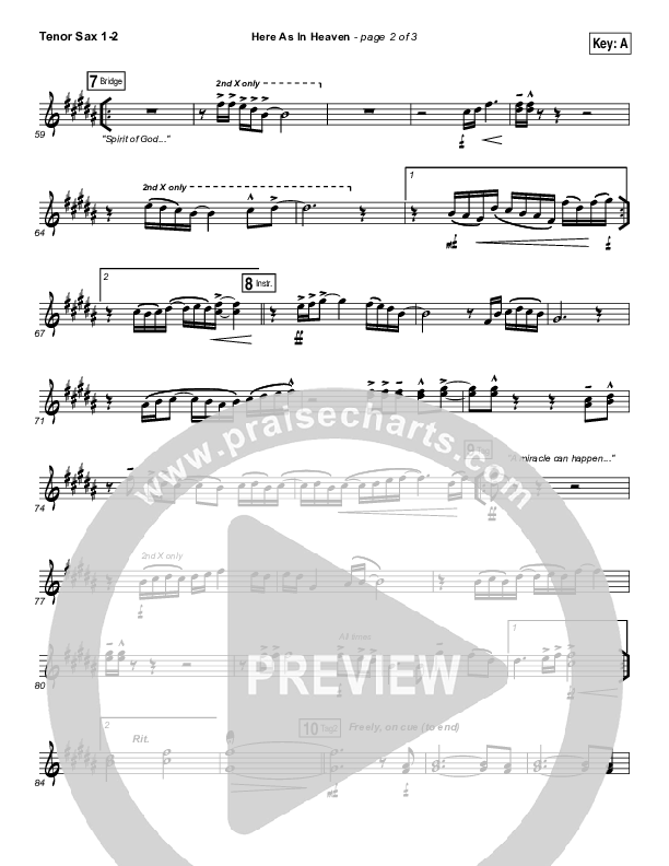 Here As In Heaven Tenor Sax 1/2 (Elevation Collective / Tasha Cobbs Leonard)