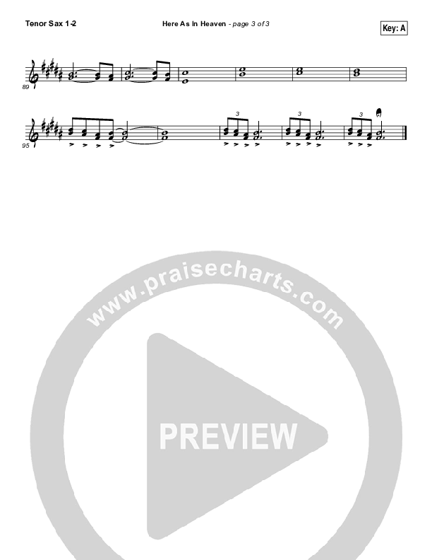 Here As In Heaven Tenor Sax 1/2 (Elevation Collective / Tasha Cobbs Leonard)