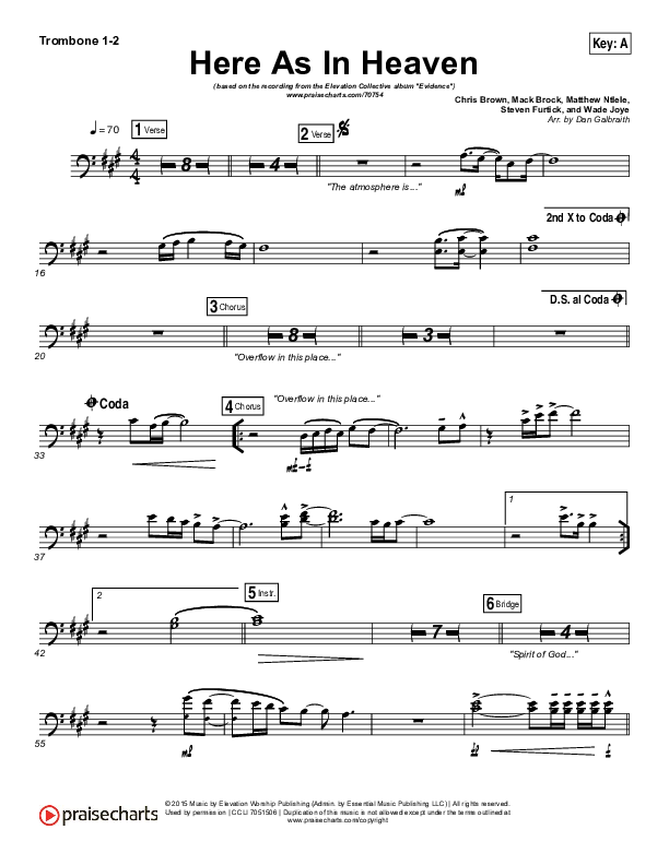 Here As In Heaven Trombone 1/2 (Elevation Collective / Tasha Cobbs Leonard)