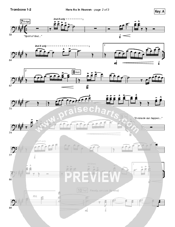 Here As In Heaven Trombone 1/2 (Elevation Collective / Tasha Cobbs Leonard)