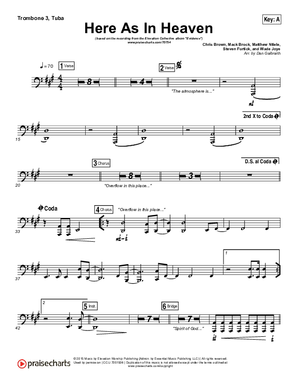 Here As In Heaven Trombone 3/Tuba (Elevation Collective / Tasha Cobbs Leonard)