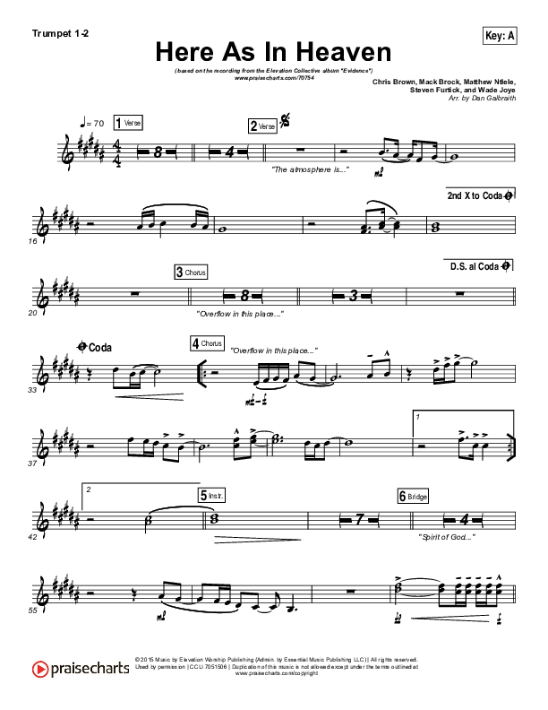 Here As In Heaven Trumpet 1,2 (Elevation Collective / Tasha Cobbs Leonard)