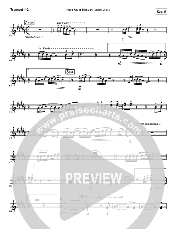 Here As In Heaven Trumpet 1,2 (Elevation Collective / Tasha Cobbs Leonard)