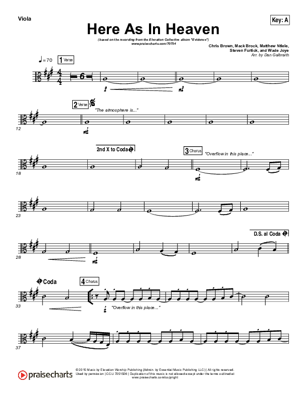 Here As In Heaven Viola (Elevation Collective / Tasha Cobbs Leonard)