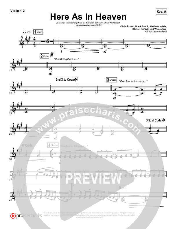 Here As In Heaven Violin 1/2 (Elevation Collective / Tasha Cobbs Leonard)