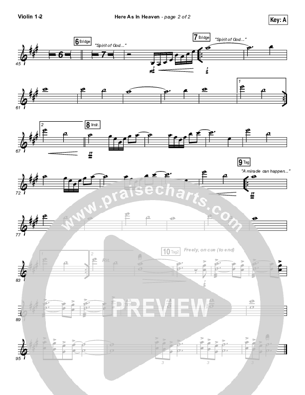 Here As In Heaven Violin 1/2 (Elevation Collective / Tasha Cobbs Leonard)