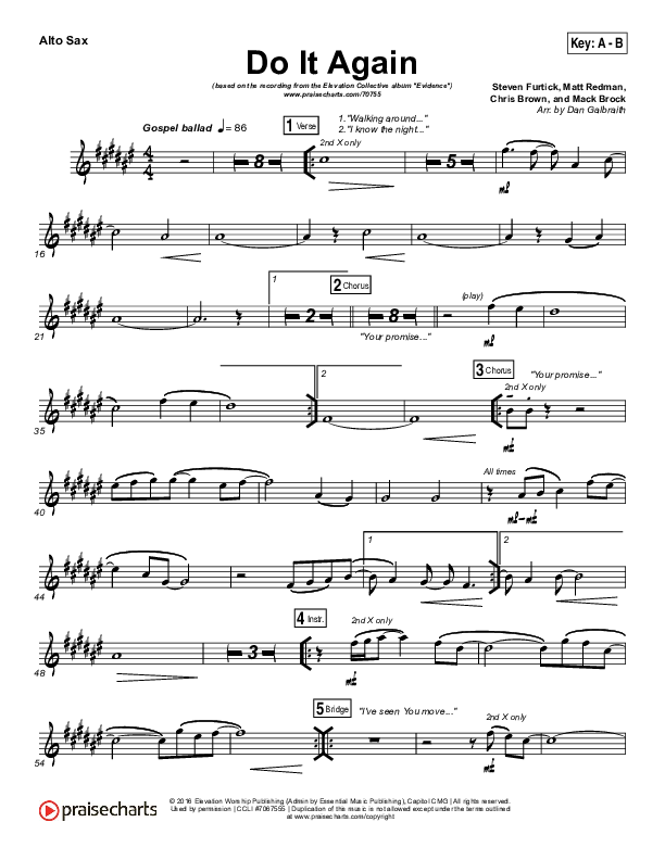 Do It Again Alto Sax (Elevation Collective / Travis Greene / Kierra Sheard)