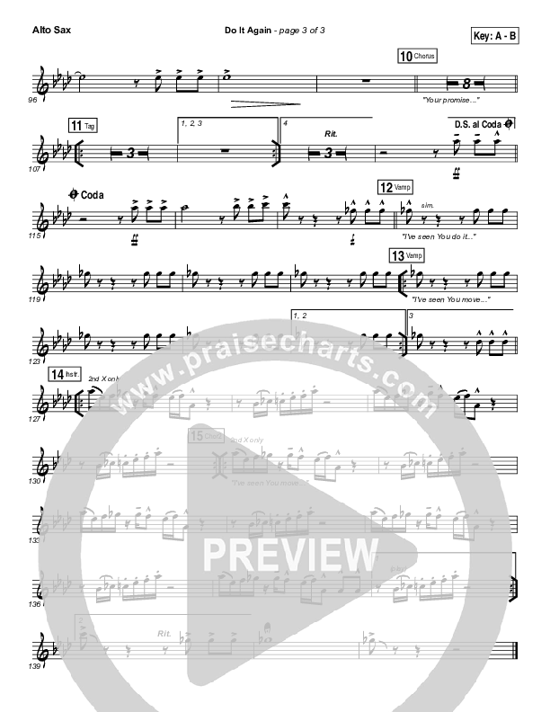 Do It Again Alto Sax (Elevation Collective / Travis Greene / Kierra Sheard)