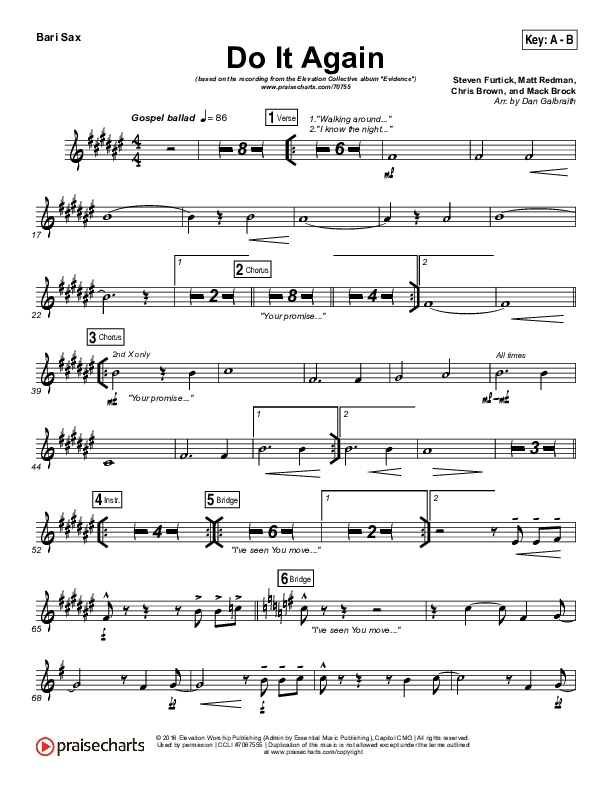 Do It Again Bari Sax (Elevation Collective / Travis Greene / Kierra Sheard)