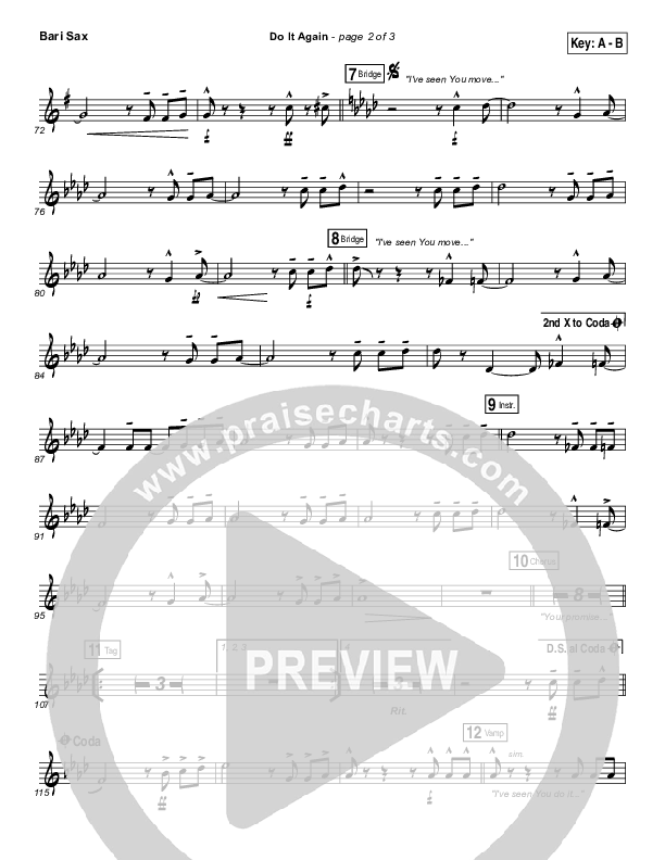 Do It Again Bari Sax (Elevation Collective / Travis Greene / Kierra Sheard)