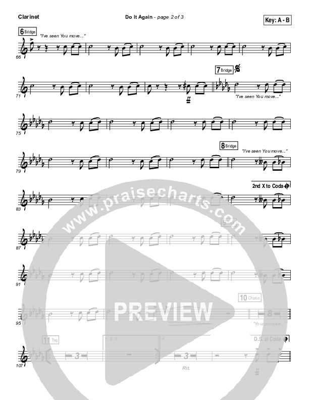 Do It Again Clarinet (Elevation Collective / Travis Greene / Kierra Sheard)