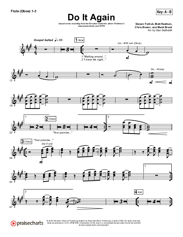 Do It Again Flute/Oboe 1/2/3 (Elevation Collective / Travis Greene / Kierra Sheard)