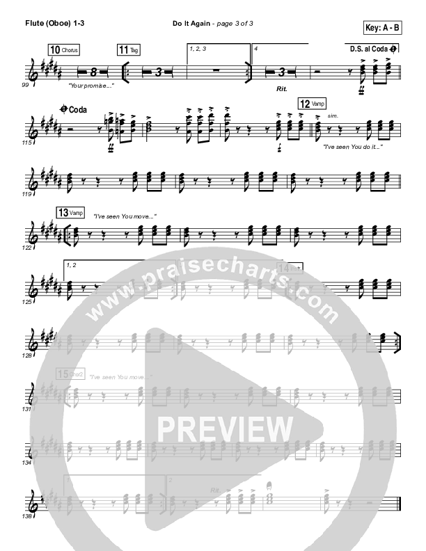 Do It Again Flute/Oboe 1/2/3 (Elevation Collective / Travis Greene / Kierra Sheard)