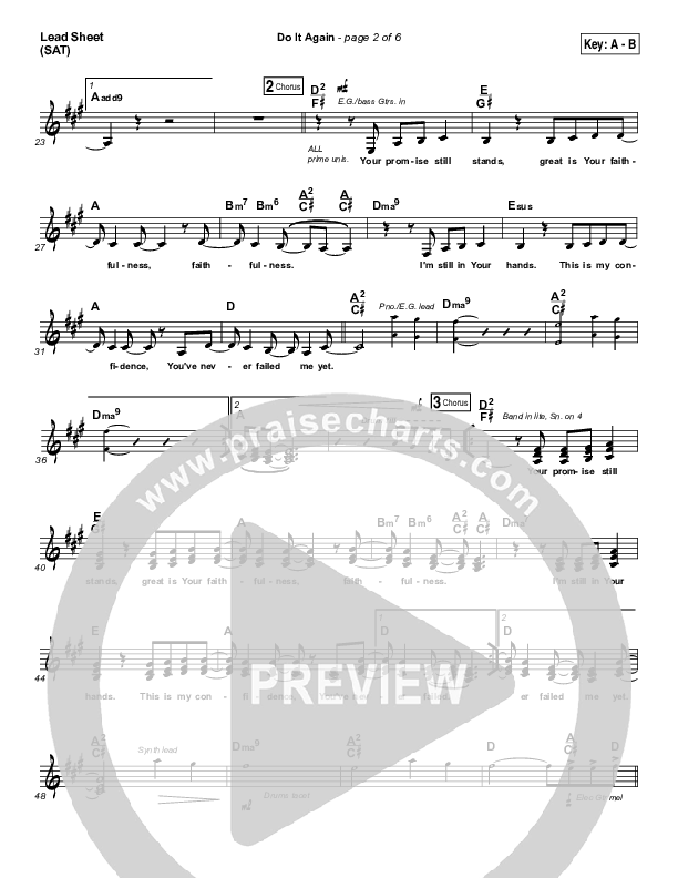 Do It Again Lead Sheet (SAT) (Elevation Collective / Travis Greene / Kierra Sheard)
