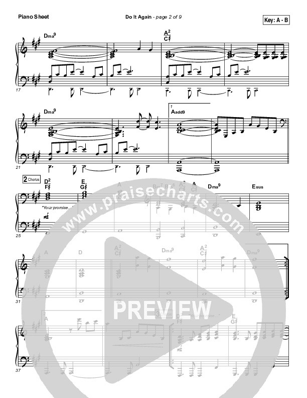 Do It Again Piano Sheet (Elevation Collective / Travis Greene / Kierra Sheard)