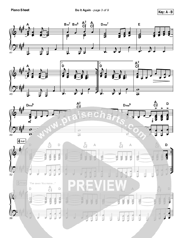 Do It Again Piano Sheet (Elevation Collective / Travis Greene / Kierra Sheard)