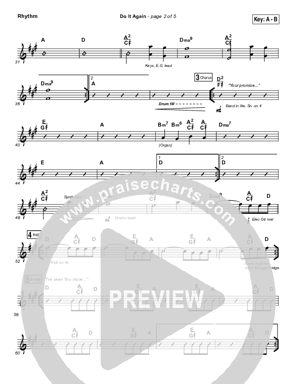 Do It Again Rhythm Chart (Elevation Collective / Travis Greene / Kierra Sheard)