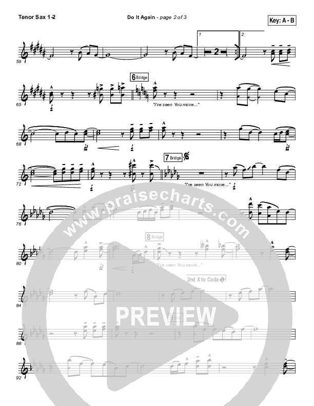 Do It Again Tenor Sax 1/2 (Elevation Collective / Travis Greene / Kierra Sheard)