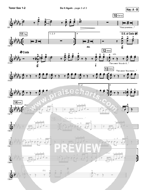 Do It Again Tenor Sax 1/2 (Elevation Collective / Travis Greene / Kierra Sheard)