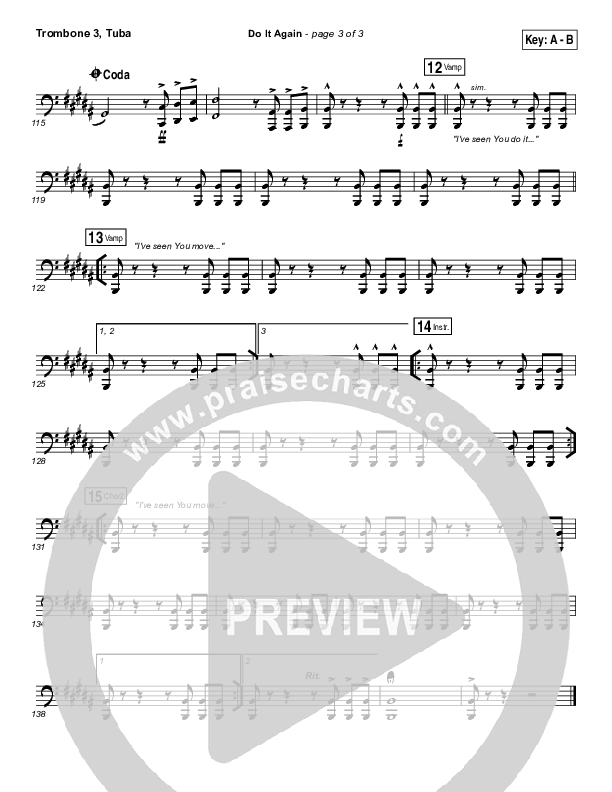 Do It Again Trombone 3/Tuba (Elevation Collective / Travis Greene / Kierra Sheard)