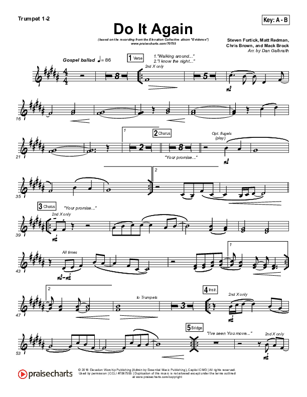 Do It Again Trumpet 1,2 (Elevation Collective / Travis Greene / Kierra Sheard)
